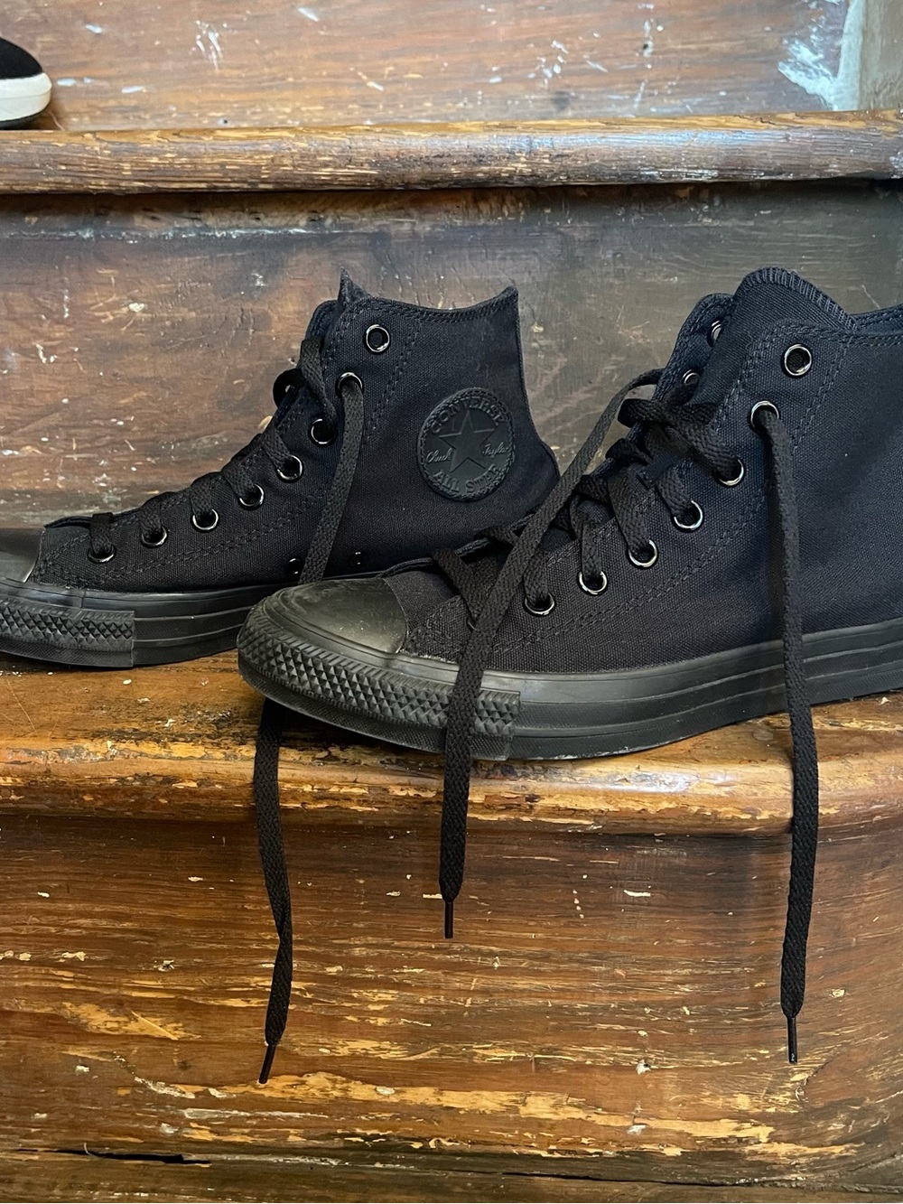 Brand New Monochrome Black Converse All Star high top sneakers